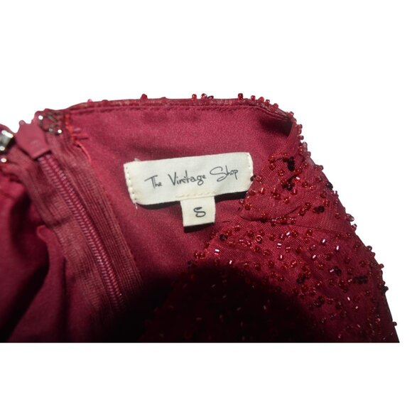 The Vintage Shop Wine Red Beaded Halter Sheath Holiday Ball Gown Womens Size S - Picture 5 of 7